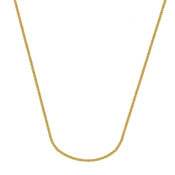 Yellow Gold 2.2 mm Hollow Square Wheat Chain, 24"