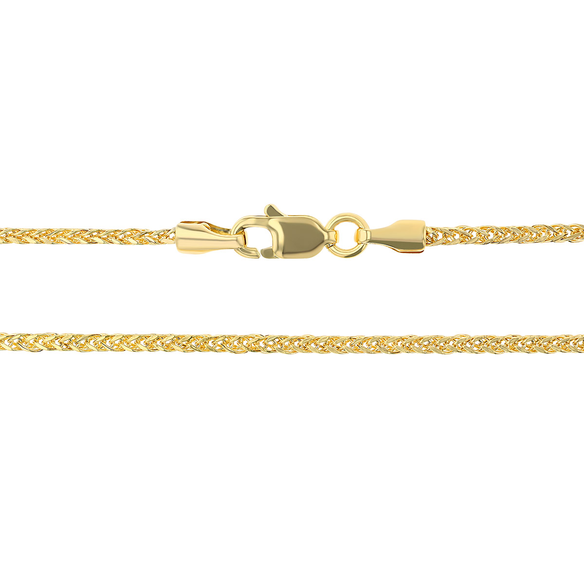 Yellow Gold 1.25 mm Hollow Square Wheat Chain, 24