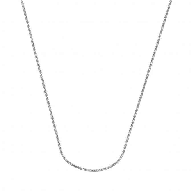 White Gold 1.5 mm Hollow Square Wheat Chain, 16"