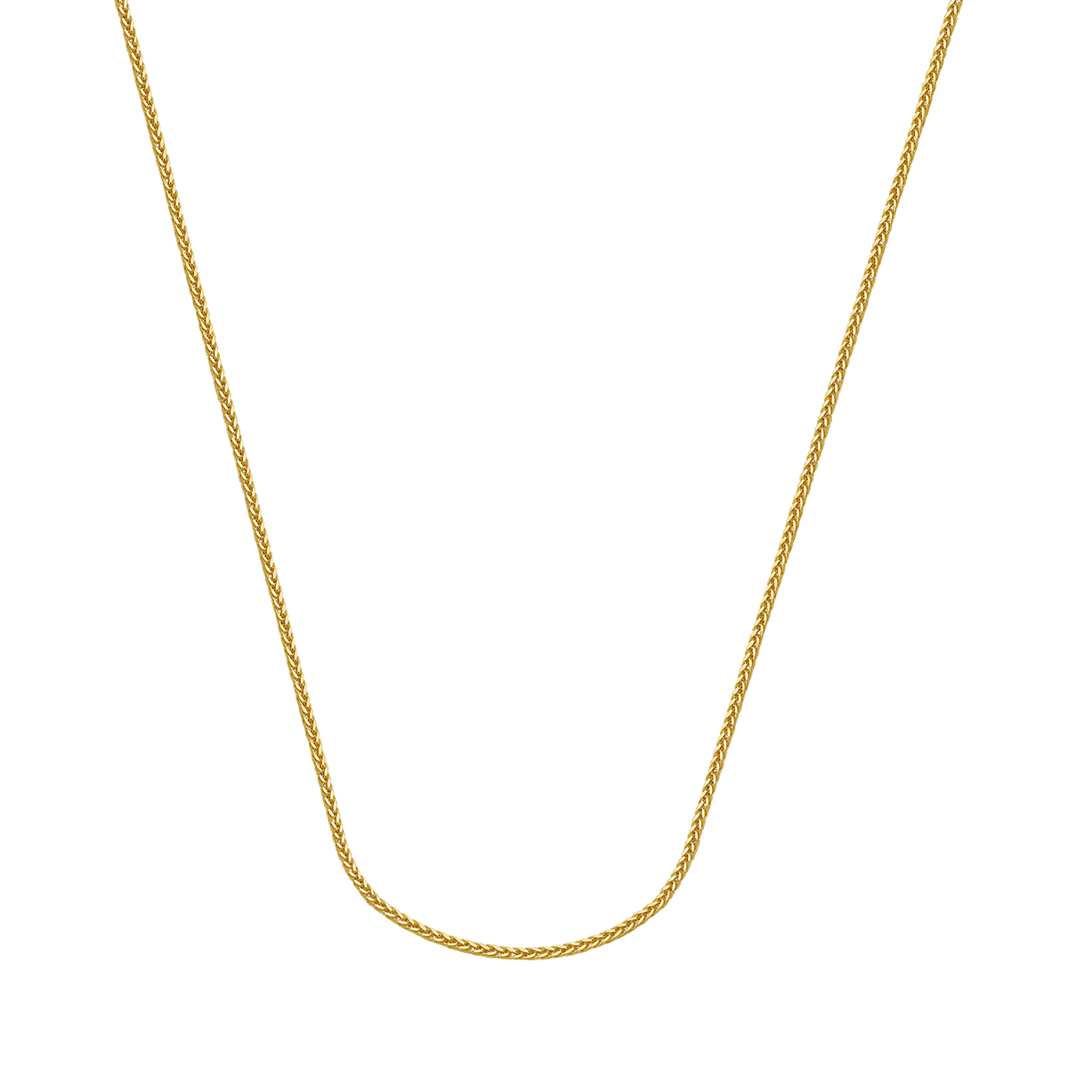 Yellow Gold 1.5 mm Hollow Square Wheat Chain, 20