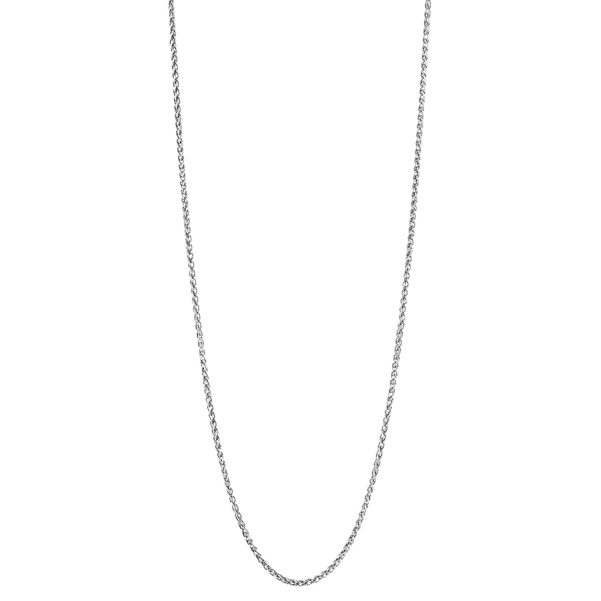 White Gold 1.25 mm Square Wheat Chain, 20