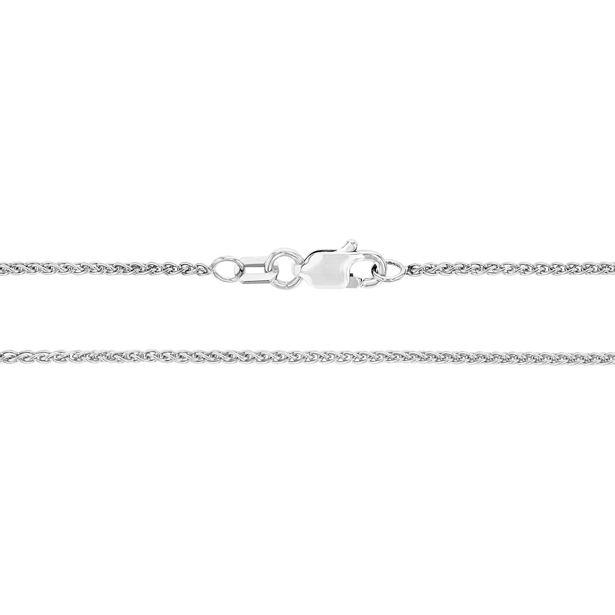 White Gold 1.25 mm Square Wheat Chain, 20