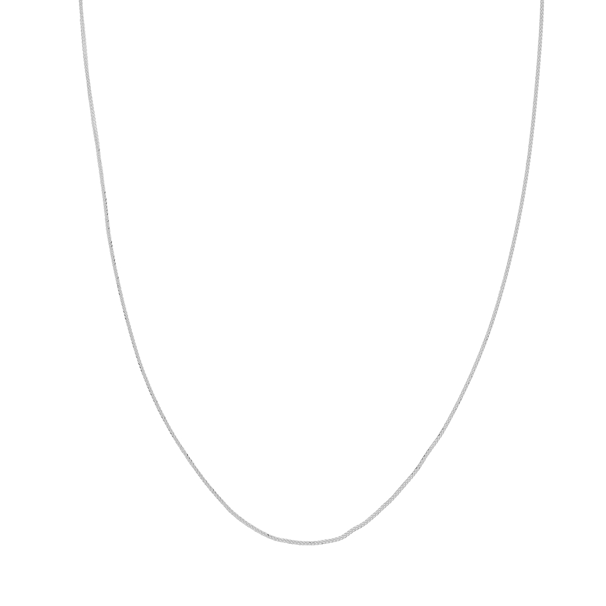 White Gold .85 mm Square Wheat Chain, 22