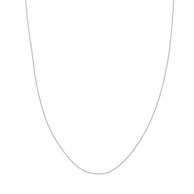 White Gold .85 mm Square Wheat Chain, 22"