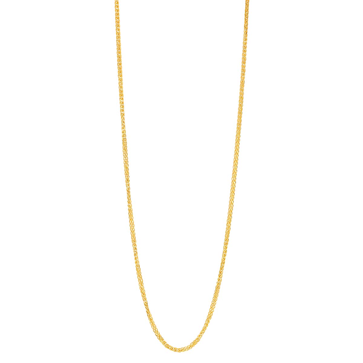 Yellow Gold 0.85 mm Diamond Cut Square Wheat Chain Necklace, 16