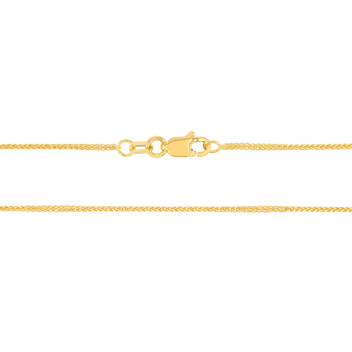 Yellow Gold 0.85 mm Diamond Cut Square Wheat Chain Necklace, 16