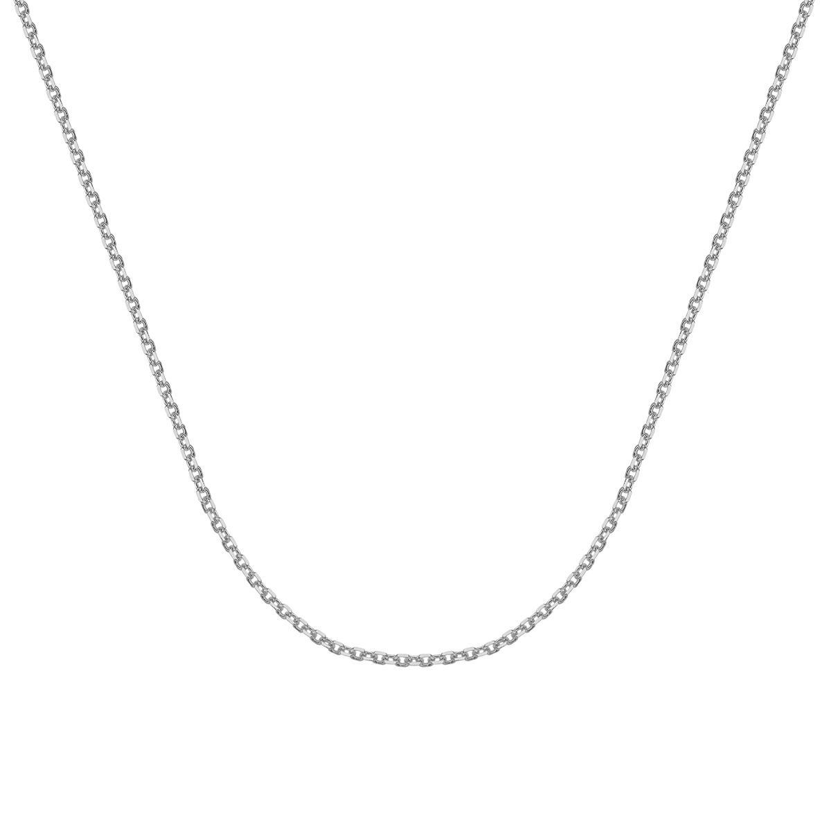 14K White Gold 1.8 mm Diamond-Cut Cable Chain, 18