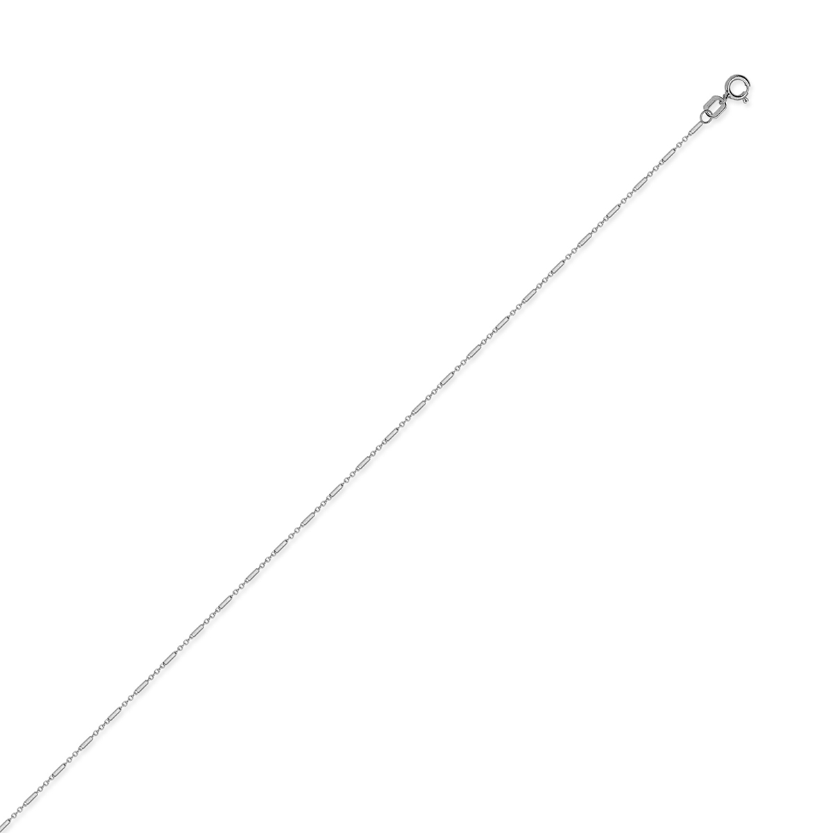 14K White Gold Cable & Tube Pattern Chain, 18