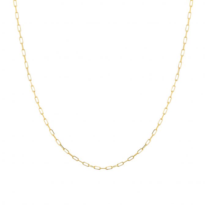 14K Yellow Gold 2 mm Oval Link Chain, 18"