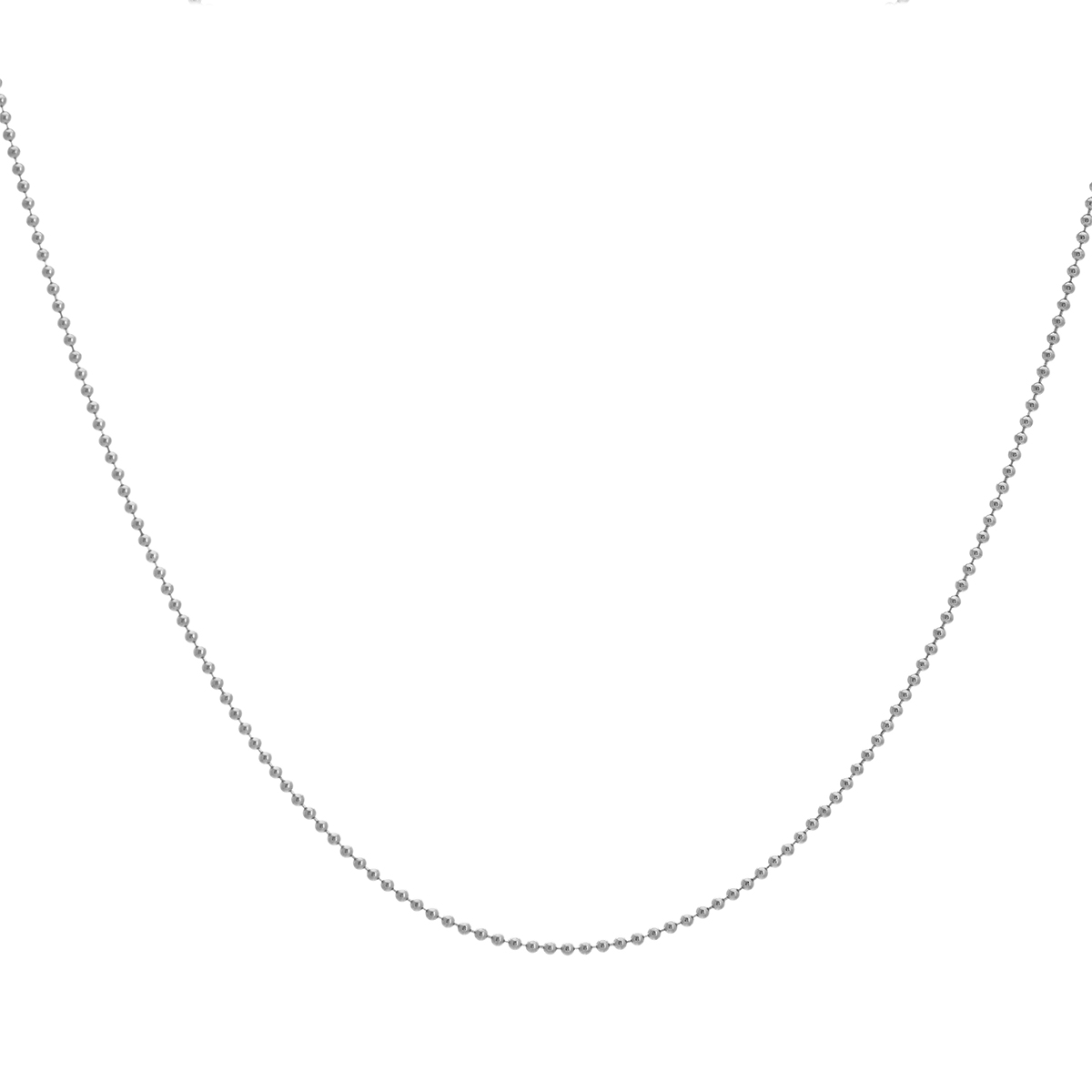 14K White Gold Bead Chain, 18