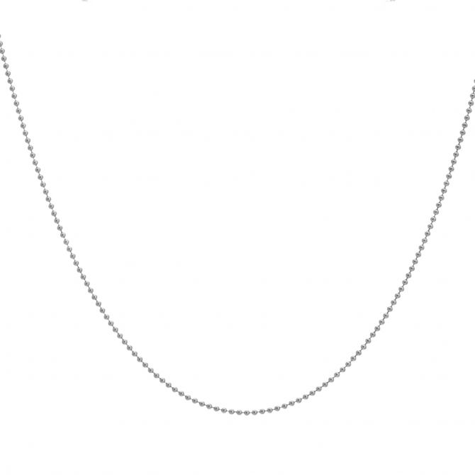 14K White Gold Bead Chain, 18"