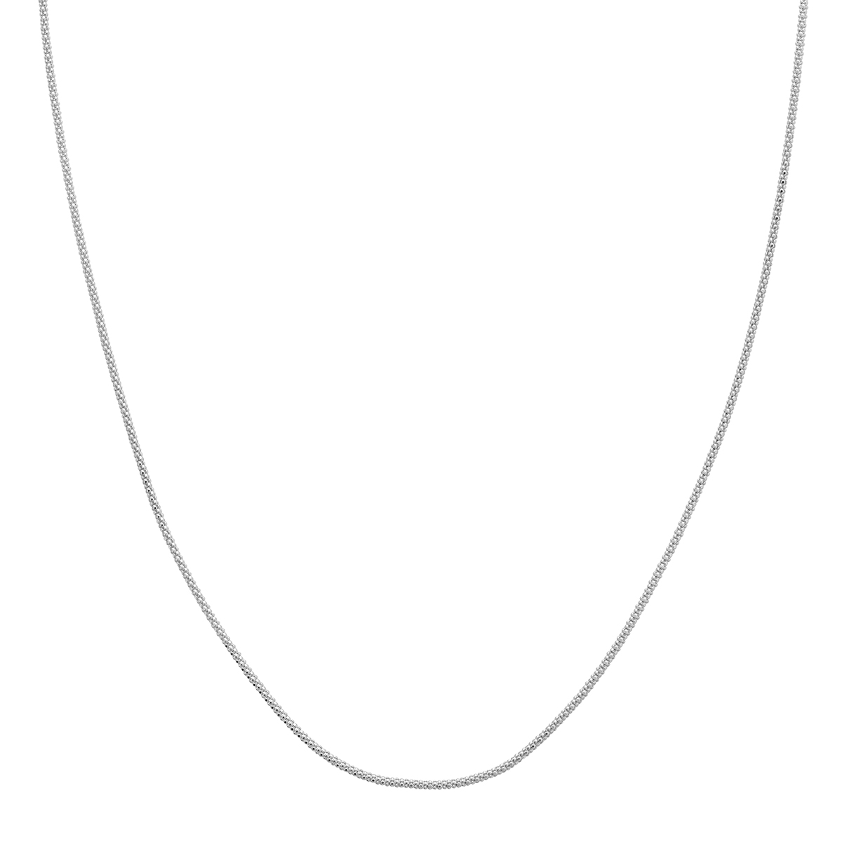 14K White Gold 1.4 mm Diamond-Cut Beaded Adjustable Chain, 22