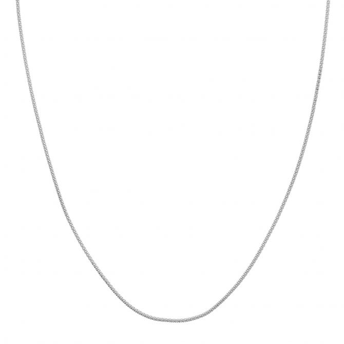 14K White Gold 1.4 mm Diamond-Cut Beaded Adjustable Chain, 22"