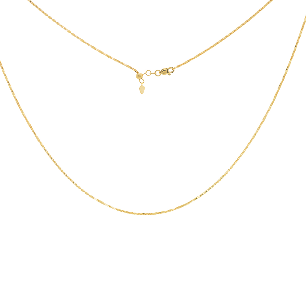 Yellow Gold 1.4 mm Diamond-Cut Beaded Adjustable Chain, 22