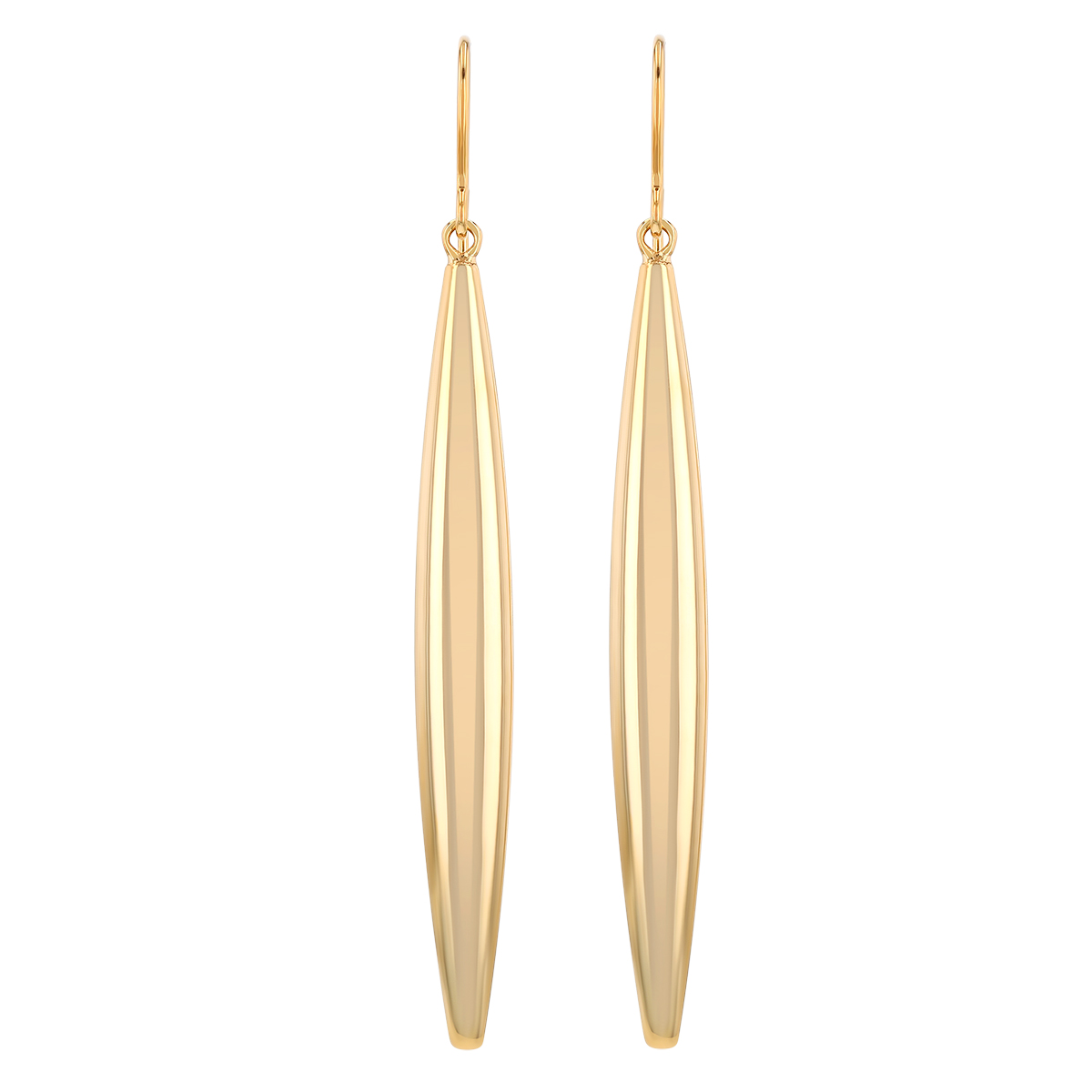 Yellow Gold Streamlined Drop Earrings
