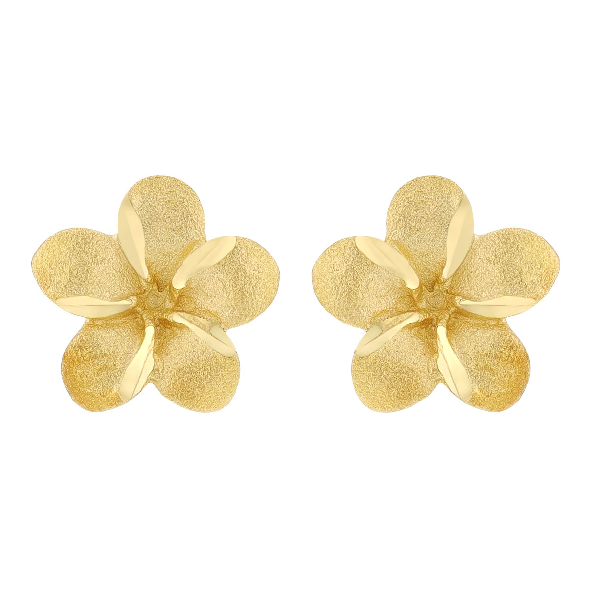 Children's Satin Yellow Gold Dainty Flower Stud Earrings