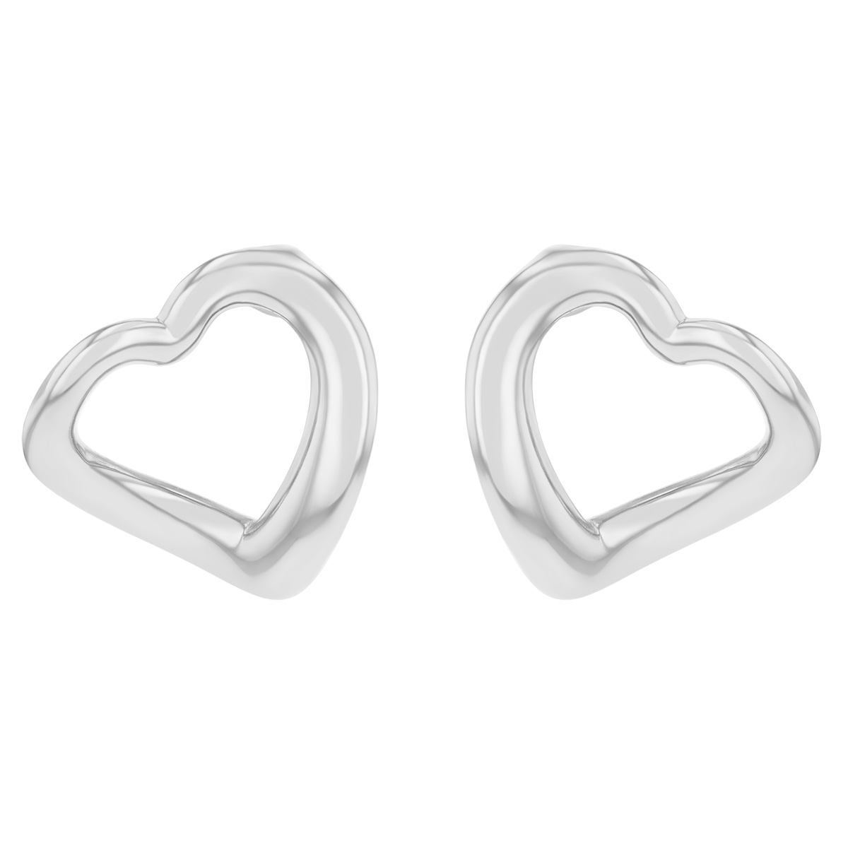 White Gold Open Heart Stud Earrings
