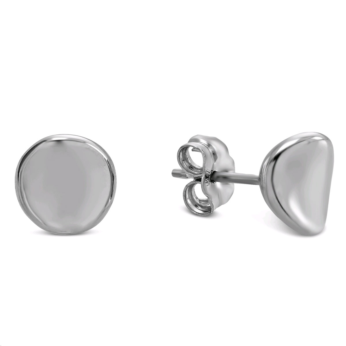 14K White Gold Small Disc Earrings