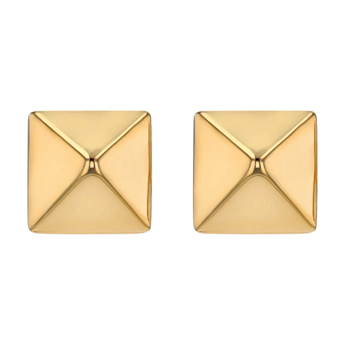 Yellow Gold Dainty Pyramid Stud Earrings, 6 mm