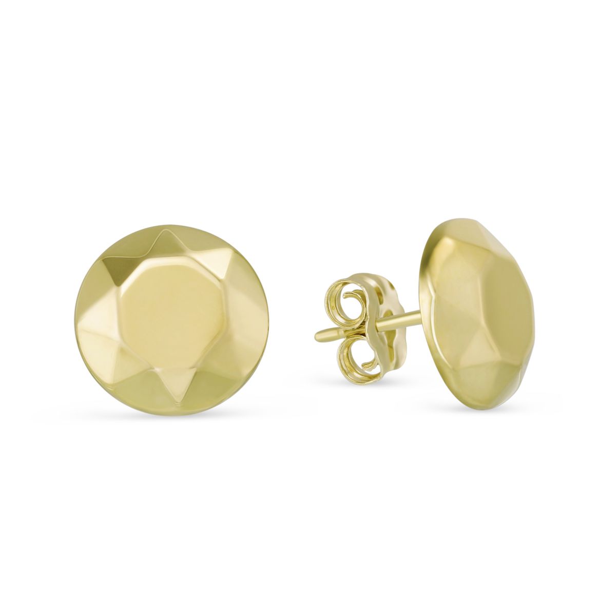14K Yellow Gold Faceted Dome Stud Earrings
