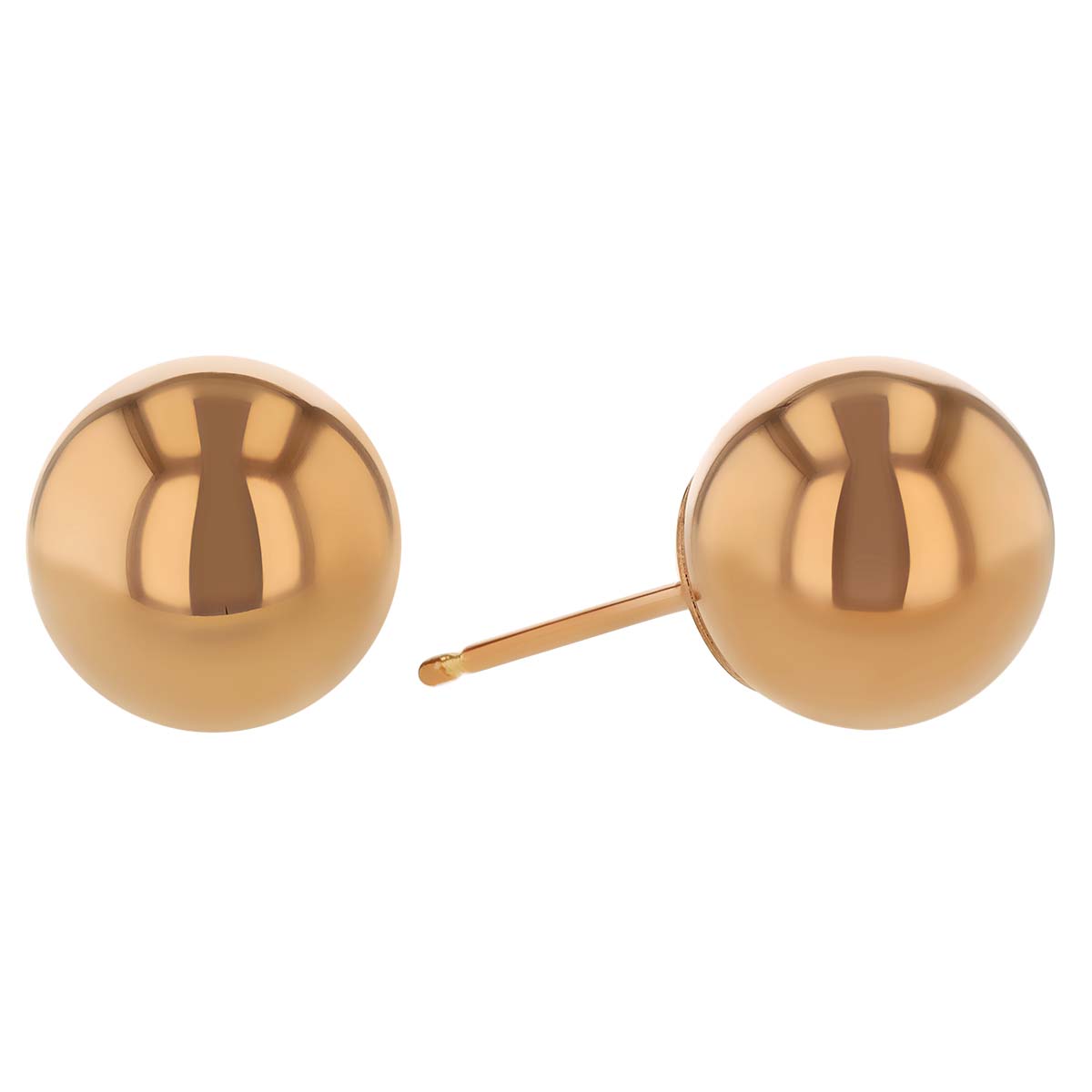 Rose Gold Ball Stud Earrings, 8 mm