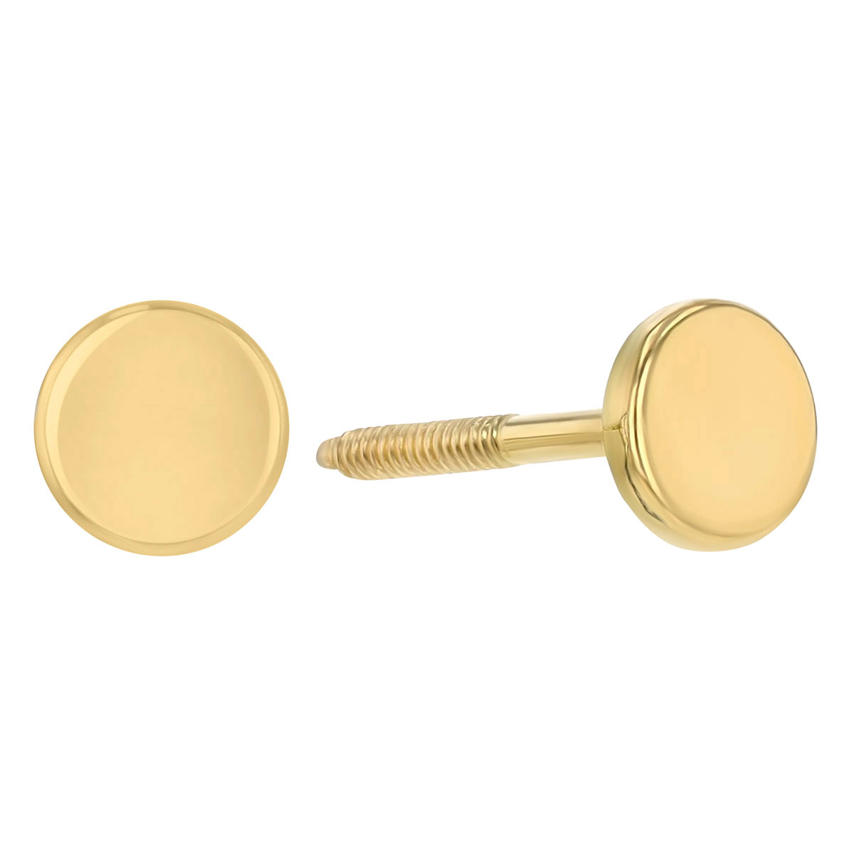 Children's Polished Yellow Gold Rounded Disc Stud Earrings