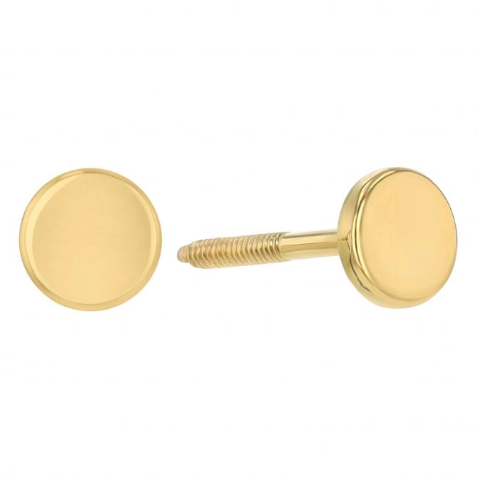 Children's Polished Yellow Gold Rounded Disc Stud Earrings