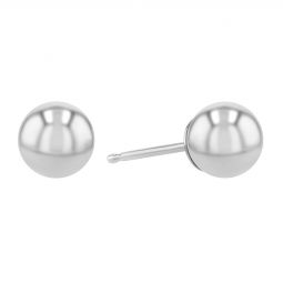 White Gold Ball Stud Earrings, 5 mm