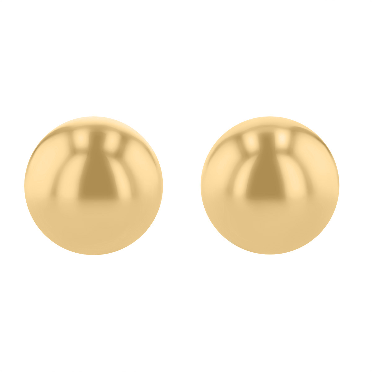 Yellow Gold Ball Stud Earrings, 7 mm