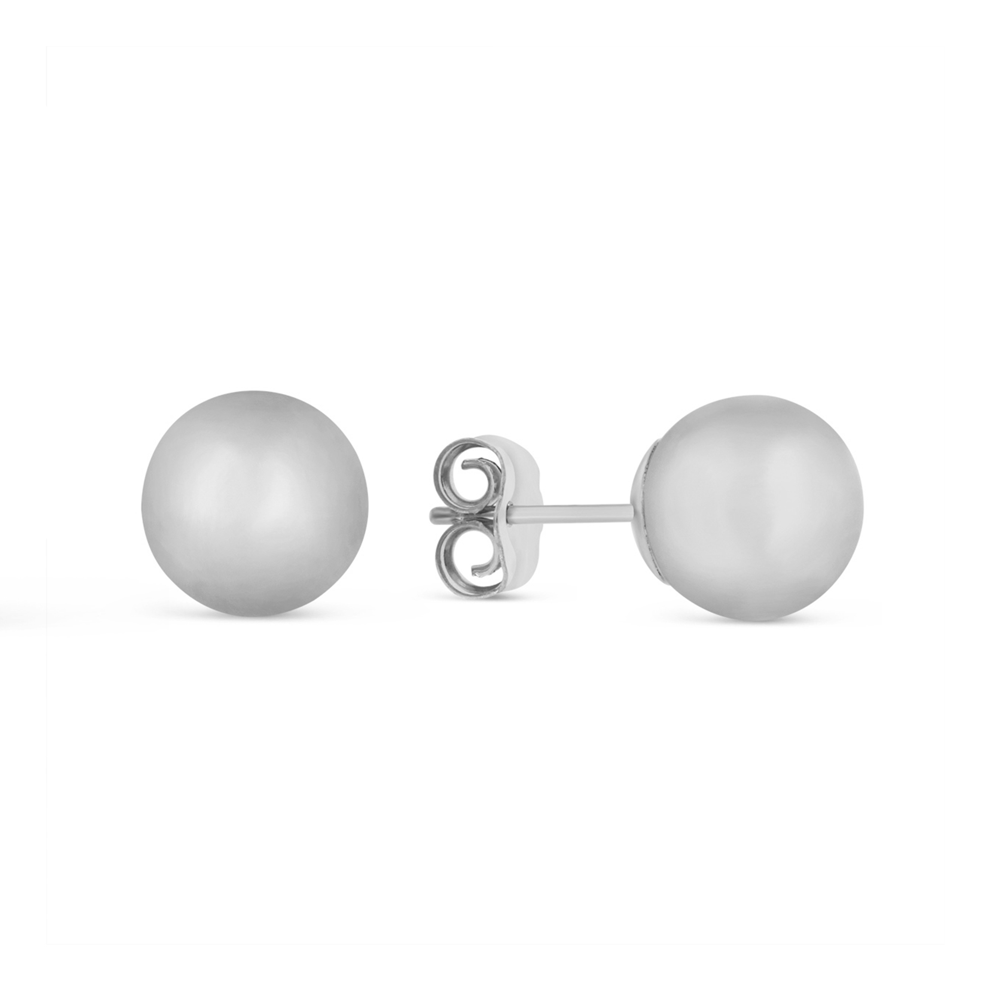 White Gold Ball Stud Earrings, 8 mm Borsheims