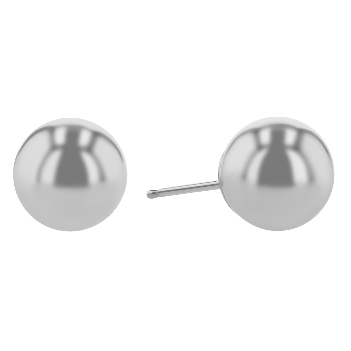 White Gold Ball Stud Earrings, 8 mm