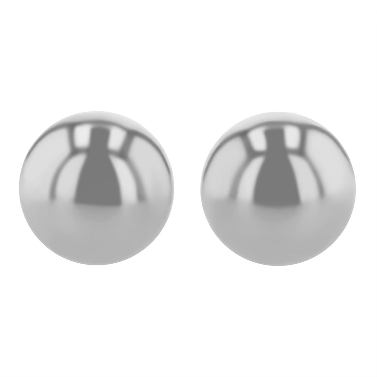 White Gold Ball Stud Earrings, 8 mm