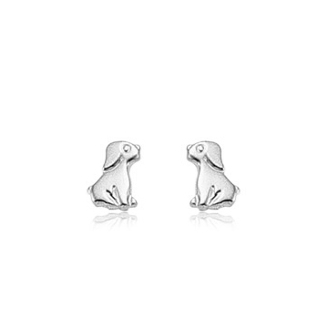 White Gold Dog Stud Earrings