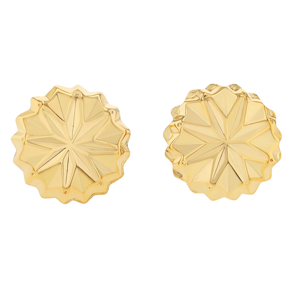 Yellow Gold Faceted Button Stud Earrings