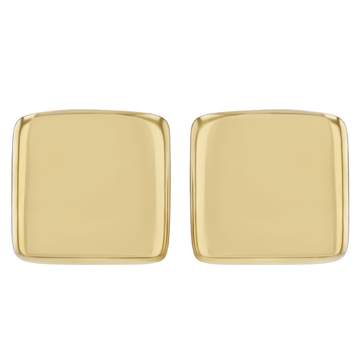 Yellow Gold Flat Square Stud Earrings