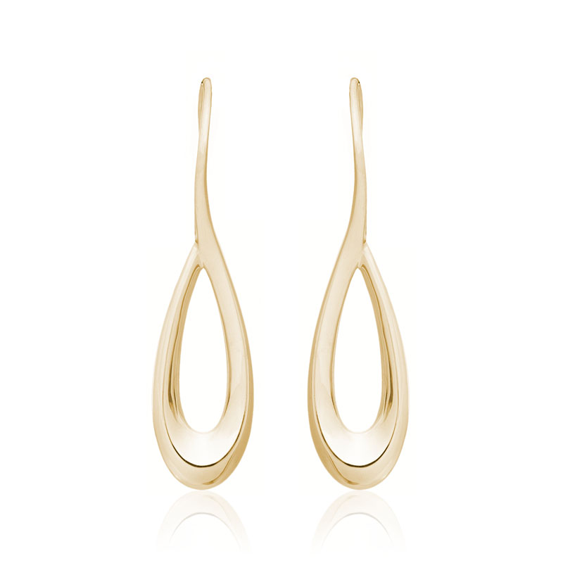 Yellow Gold Long Cypress Drop Earrings