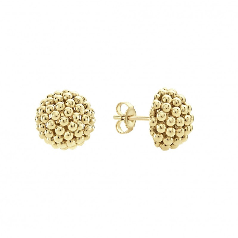 LAGOS 18K Yellow Gold Caviar 12mm Lattice Stud Earrings