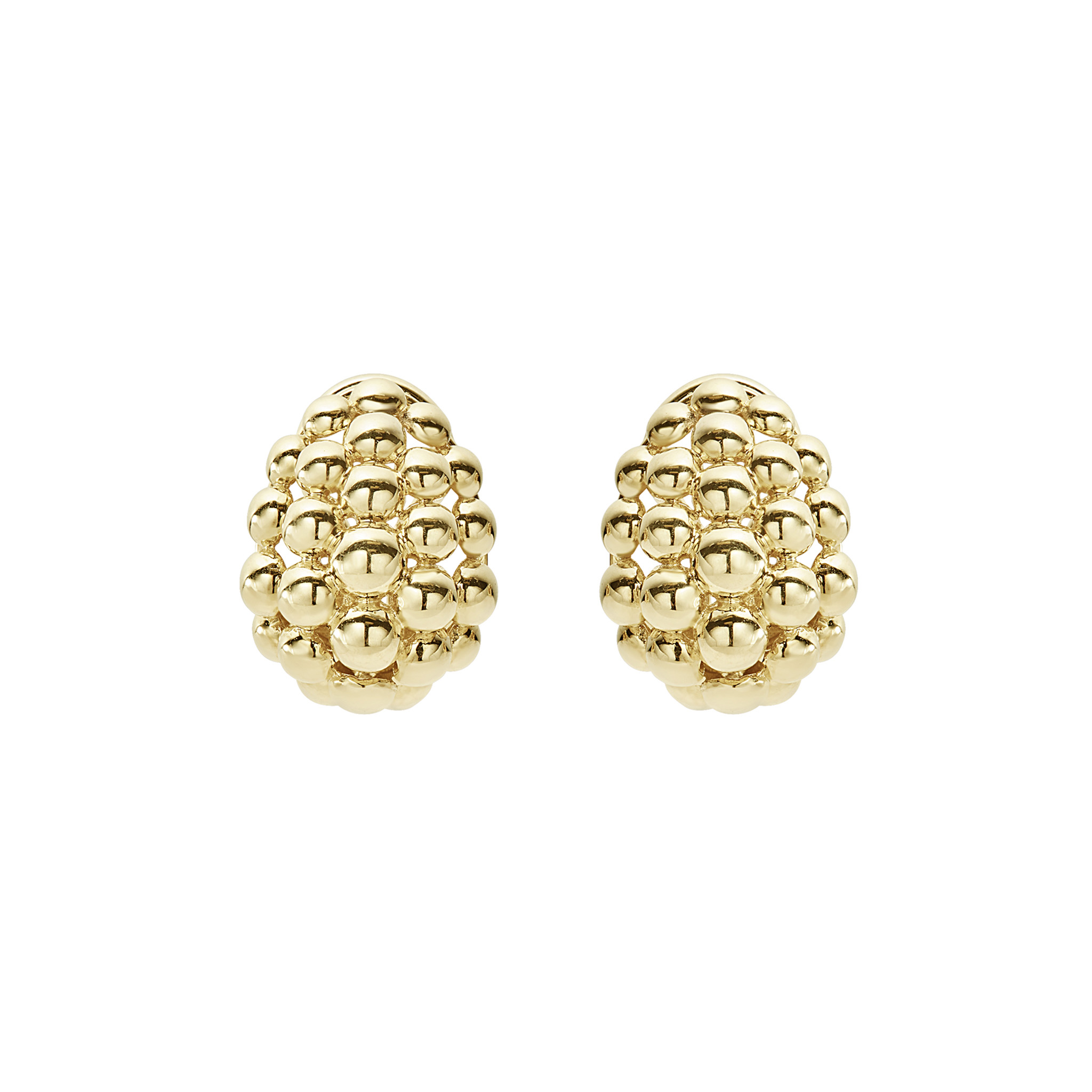 LAGOS 18K Yellow Gold Caviar Bold Medium Omega Clip Earrings