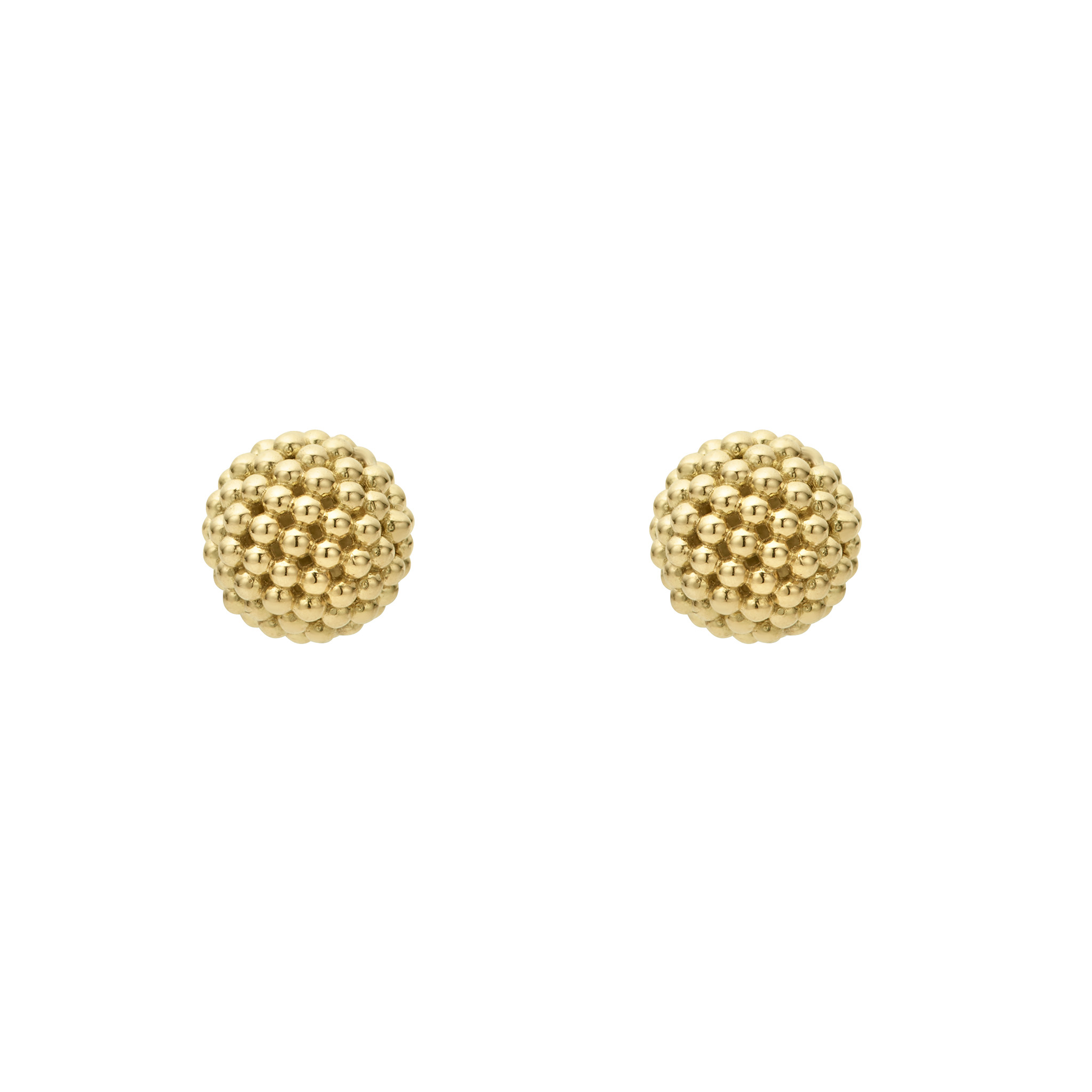 LAGOS 18K Yellow Gold Caviar 10mm Lattice Ball Stud Earrings