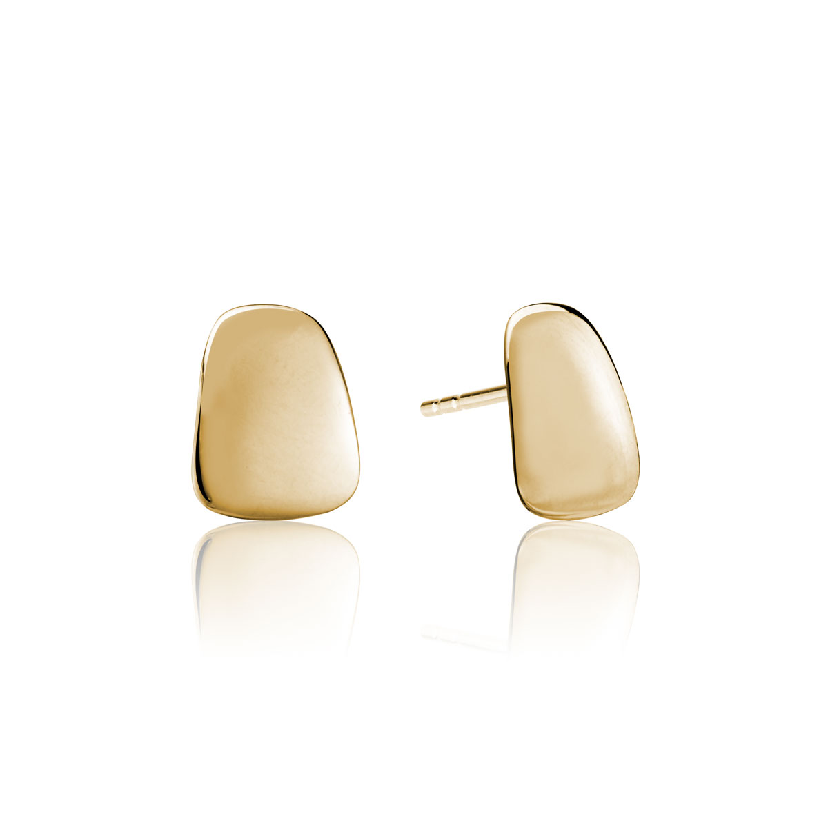 Yellow Gold Curved Square Post Earrings