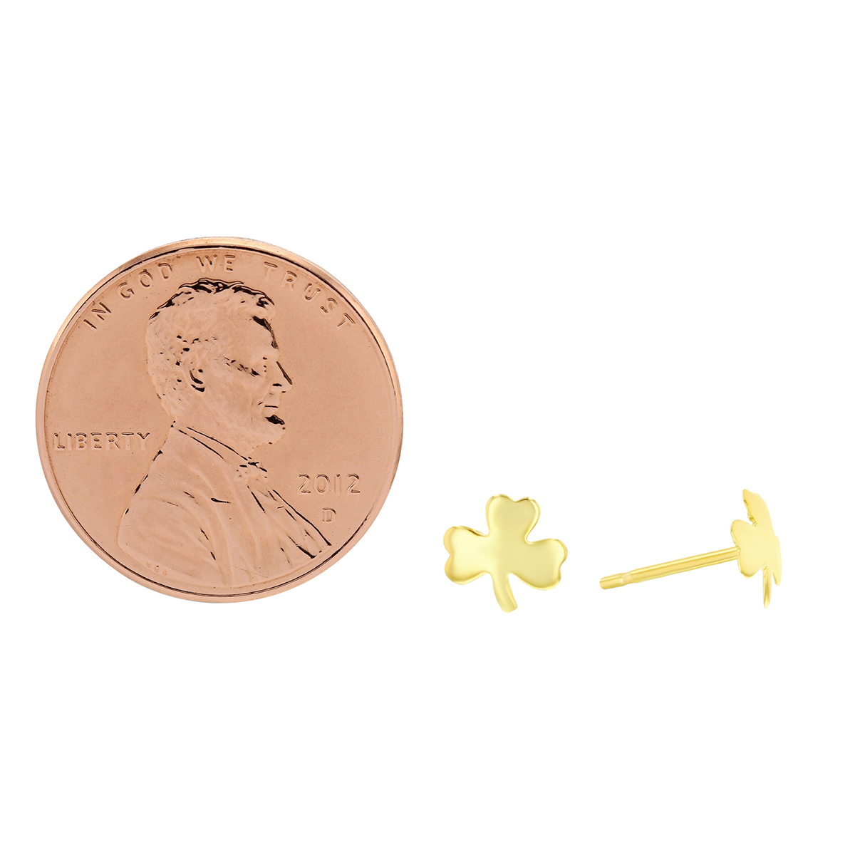 Yellow Gold Small Clover Stud Earrings