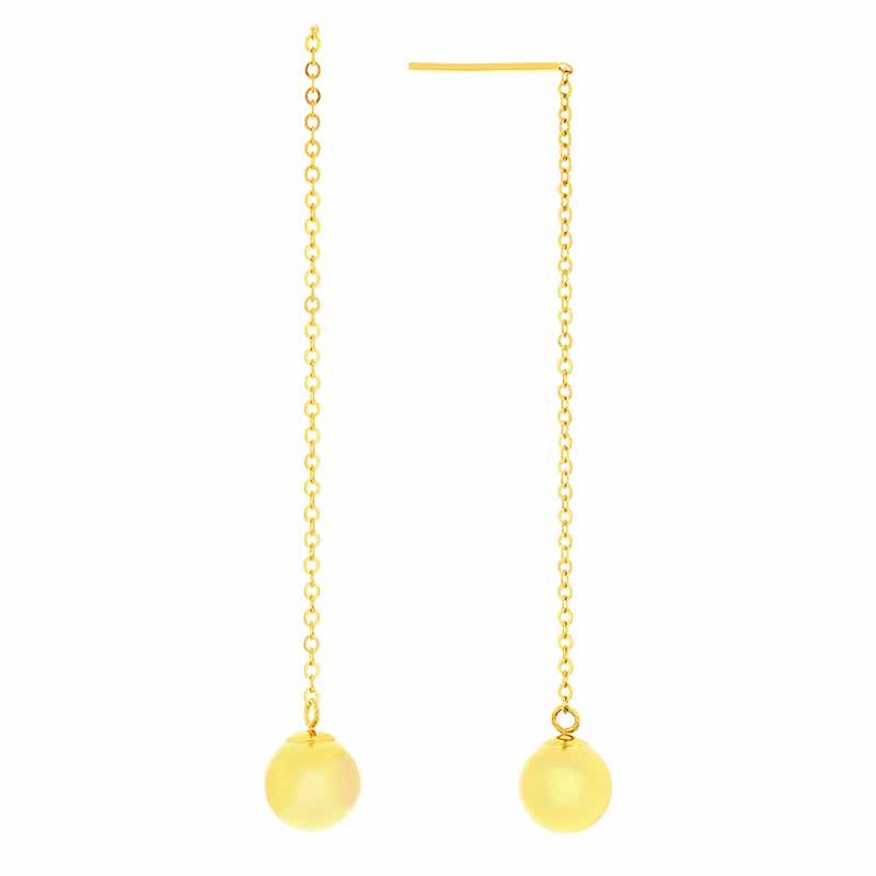14k Yellow Gold Bead Drop Threader Earrings 14k Yellow Gold Bead Drop Threader Earrings