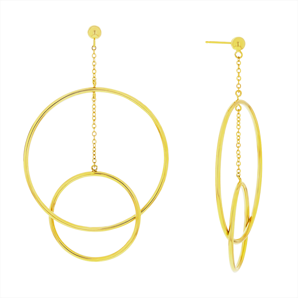 14K Yellow Gold Double Hoop Drop Earrings Borsheims