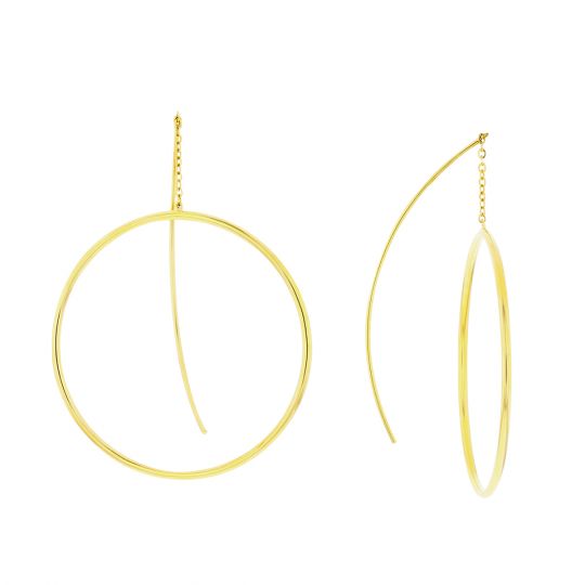 14k Yellow Gold Hoop Threader Earrings 14k Yellow Gold Hoop Threader Earrings