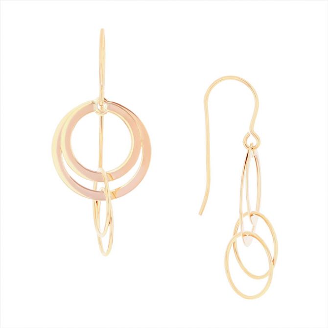 Rose Gold Small Multi Link Circle Dangle Earrings