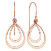 14K Rose Gold Small Double Teardrop Dangle Earrings