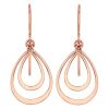 14K Rose Gold Small Double Teardrop Dangle Earrings