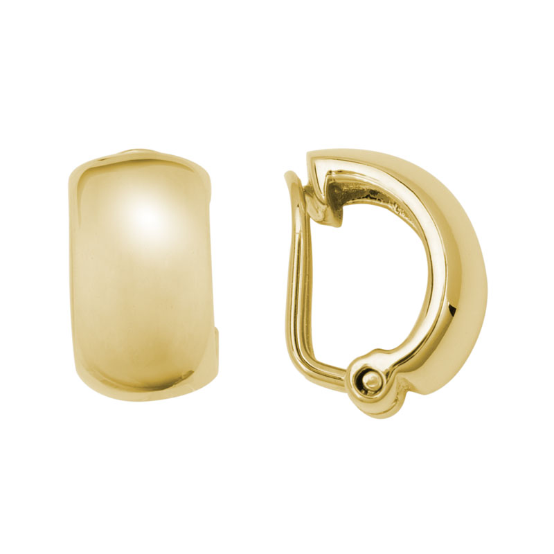 Yellow Gold Huggie Half Hoop Clip On Earrings