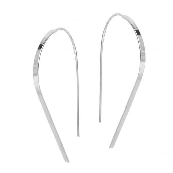 Ribbon & Wire Threader Earrings in White Gold