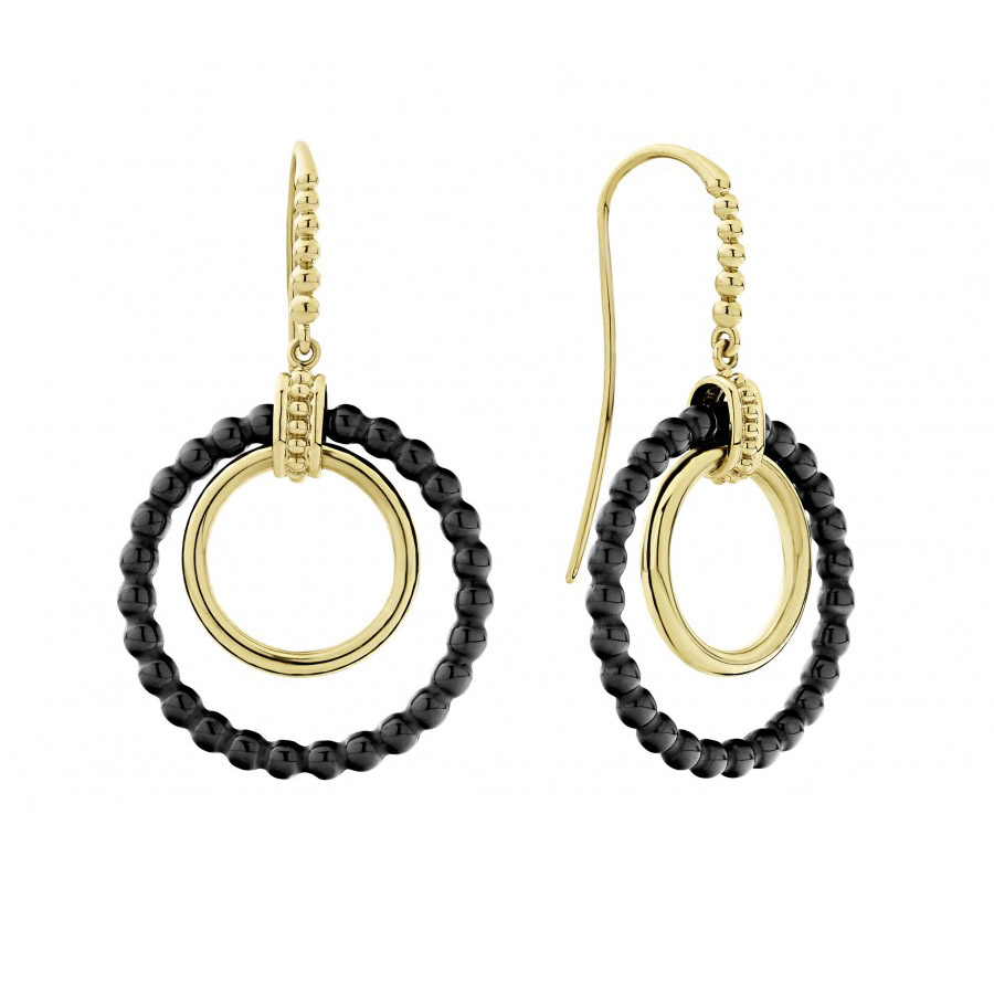 LAGOS Black Caviar Gold Drop Earrings